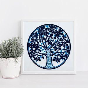 Blue Tree Layered Mandala Home Décor